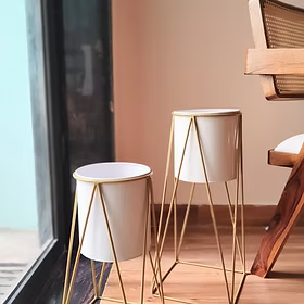 Square Metal Planter with Stand Set of 2