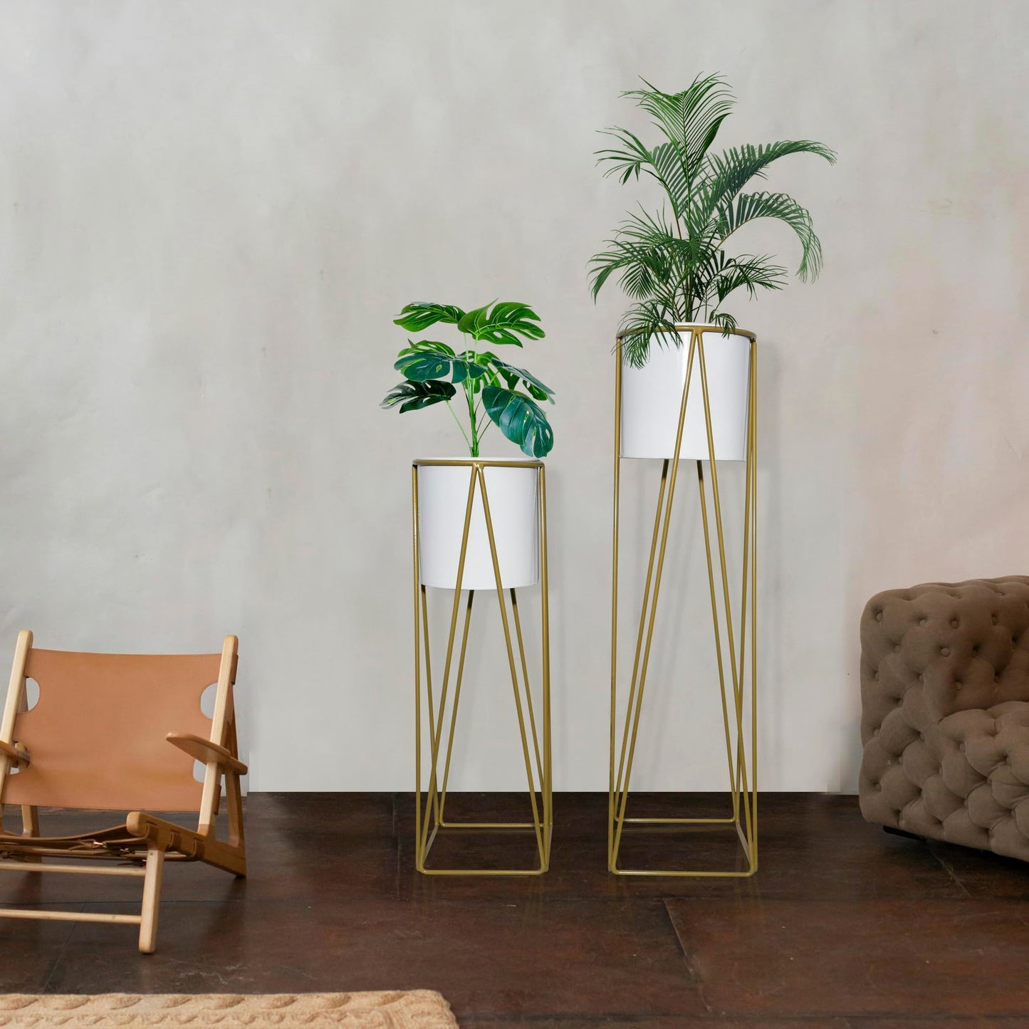 Square Metal Planter with Stand Set of 2