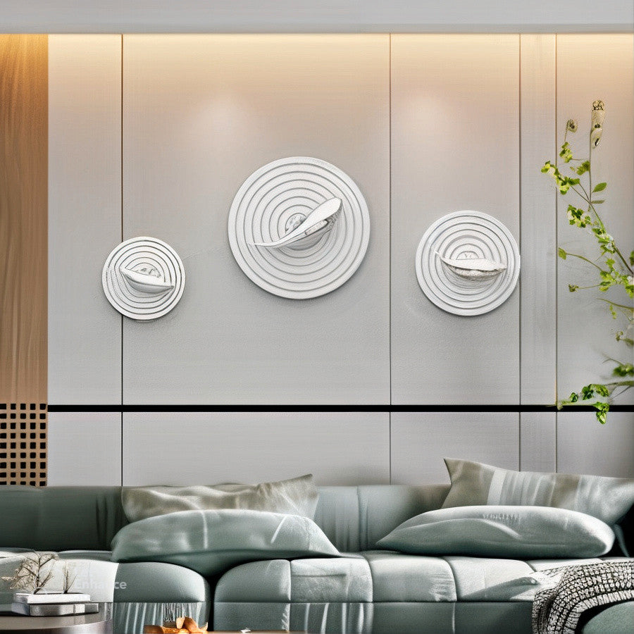 Modern 3D Wall Art – Abstract White Circular Sculptures (Set of 4)